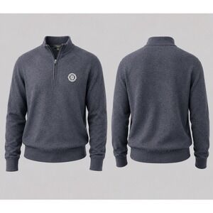 Fairway & Greene Men LARGE  Italian Merino Wool GOLF  Lined 1/4 Zip Sweater